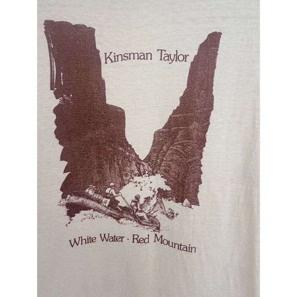 Kinsman Taylor White Water Red Mountain Single Stitch T Shirt Mens Medium USA - Picture 5 of 5